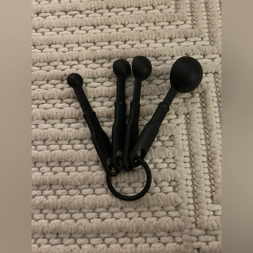 Black Measuring Cups: 1 Tbsp, 1 Tsp, 1/2 Tsp, 1/4 Tap Perfect for Cooking Baking